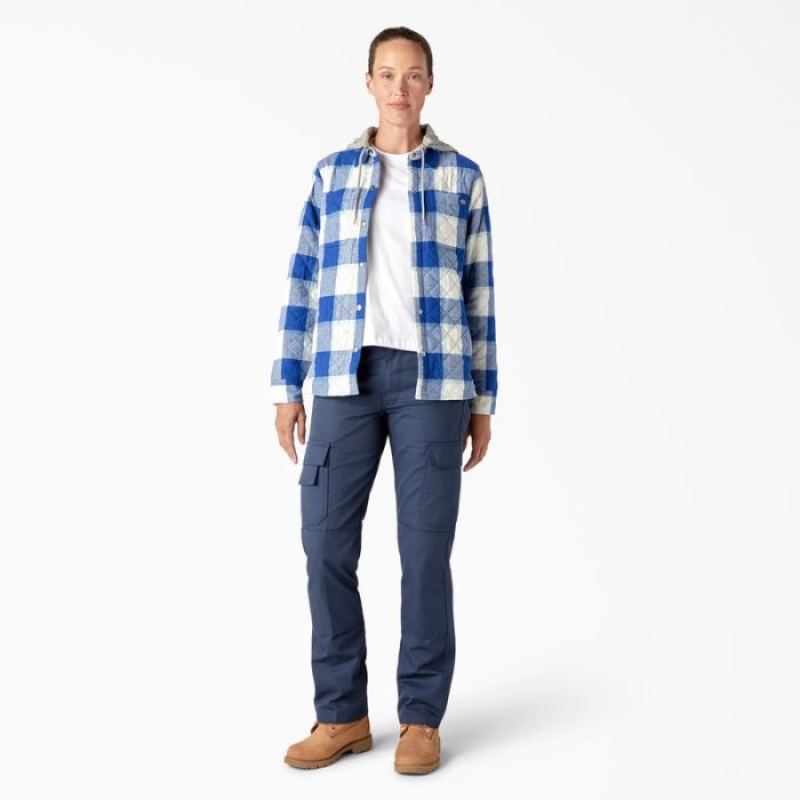 Dickies Flannel Cu Glugă Shirt Jacket Albastri | UKPN0828