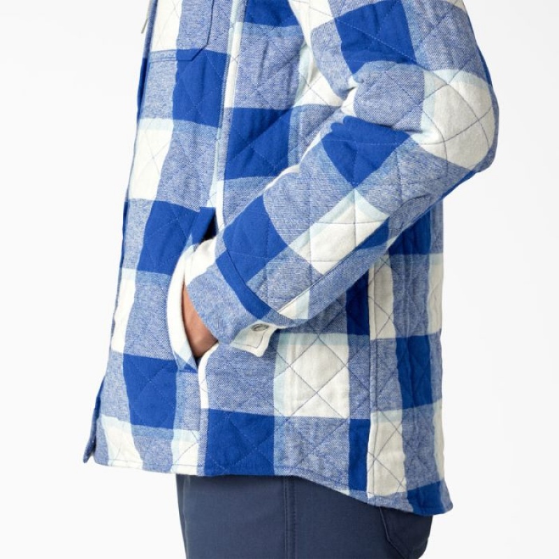 Dickies Flannel Cu Glugă Shirt Jacket Albastri | UKPN0828