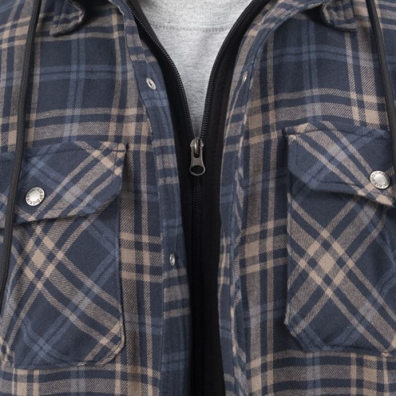 Dickies Flannel Cu Glugă Shirt Jacket Bleumarin Maro Deschis | JBLM5708