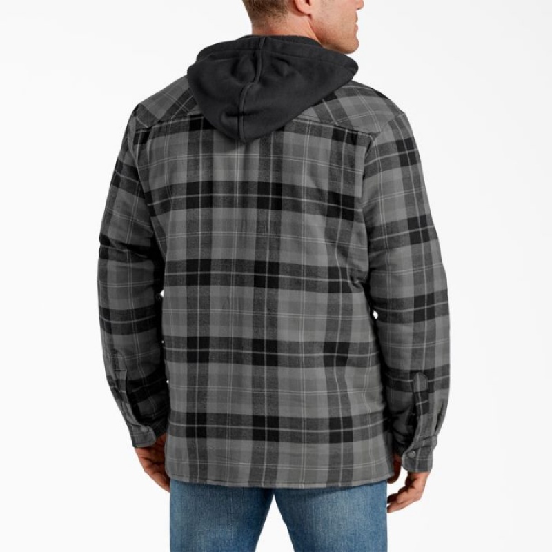 Dickies Flannel Cu Glugă Shirt Jacket Gri Inchis | GQUO3429