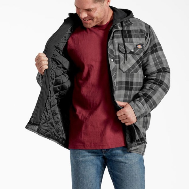 Dickies Flannel Cu Glugă Shirt Jacket Gri Inchis | GQUO3429