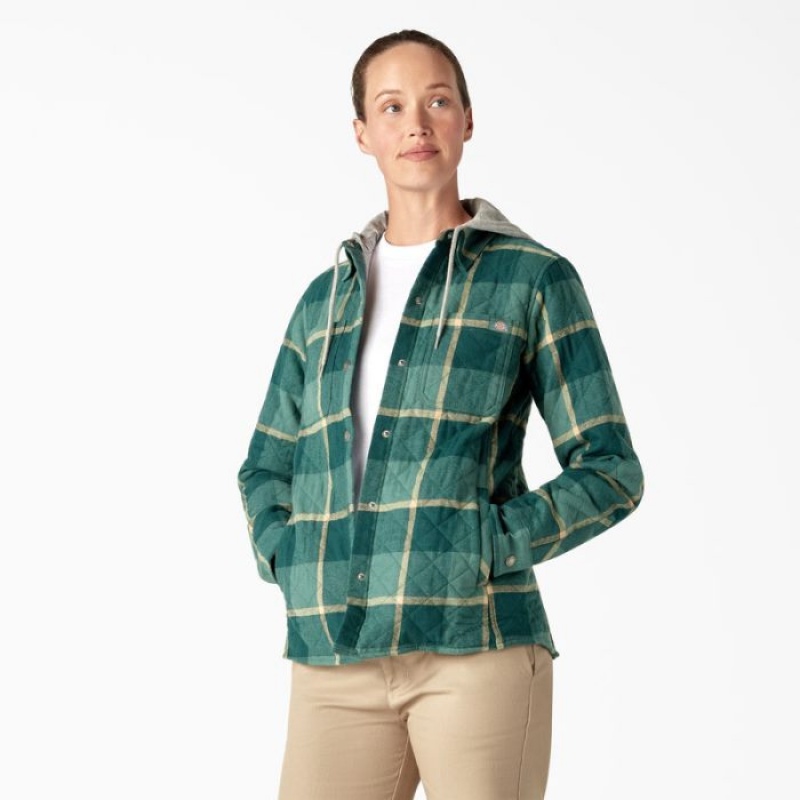 Dickies Flannel Cu Glugă Shirt Jacket Mallard Campside Plaid | RWDY3555
