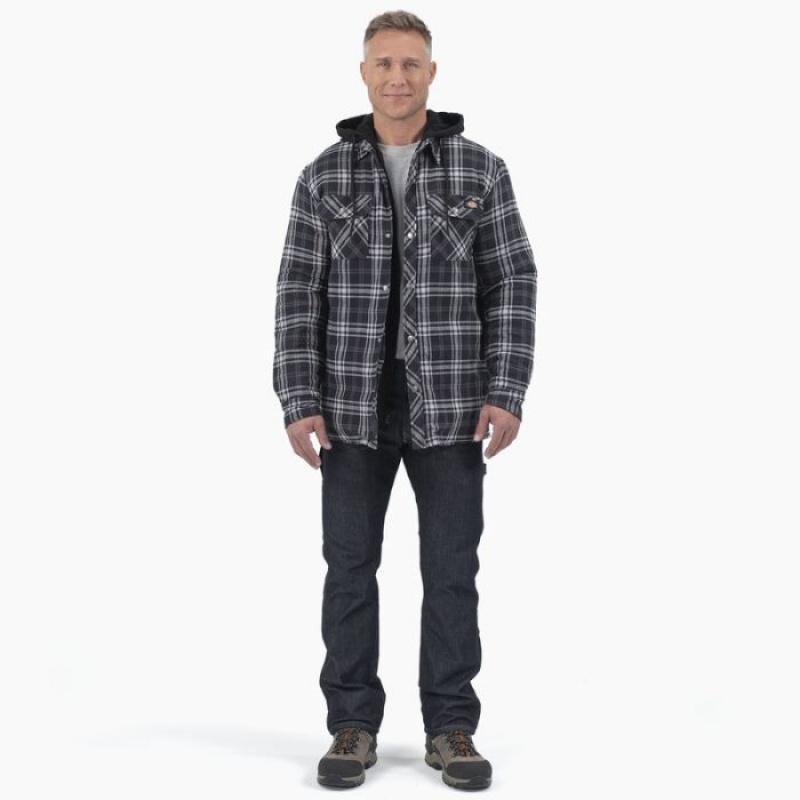 Dickies Flannel Cu Glugă Shirt Jacket Negrii Gri | DBNK5145