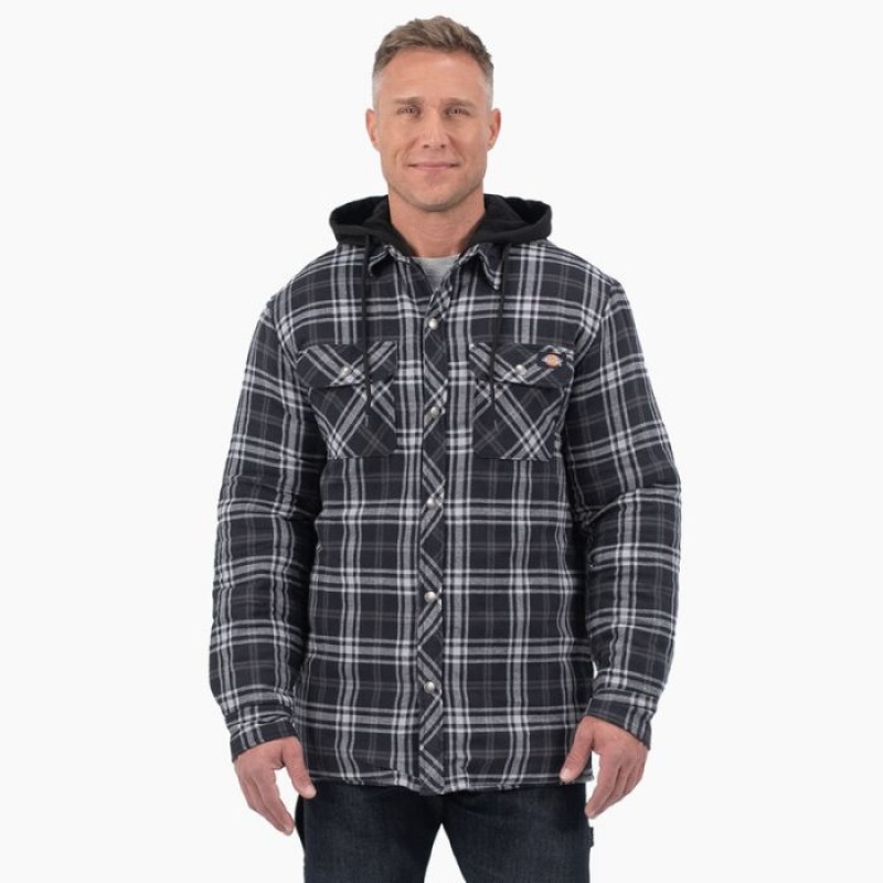 Dickies Flannel Cu Glugă Shirt Jacket Negrii Gri | DBNK5145