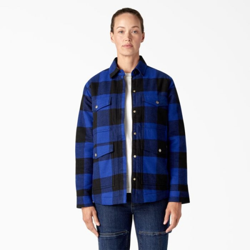 Dickies Flannel High Pile Fleece Captusite Chore Coat Albastri Negrii | MBUC6475