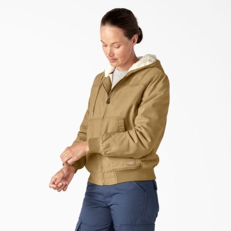 Dickies Fleece Captusite Duck Panza Jacket Rinsed Nubuck | QKWS4403