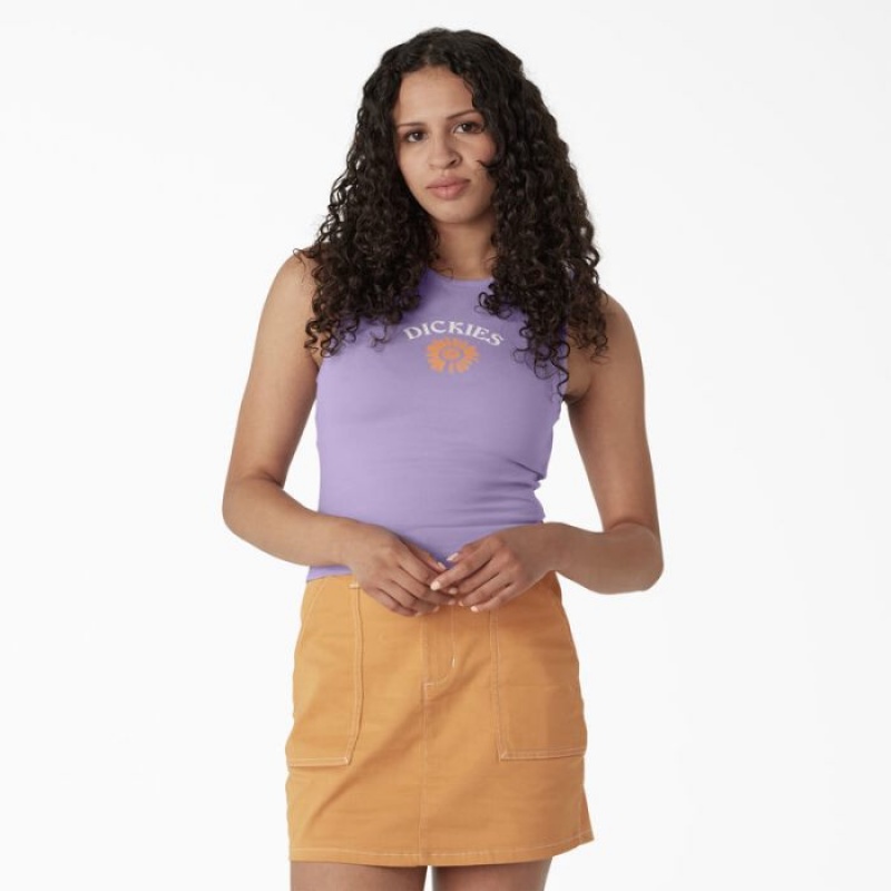 Dickies Grafice Cropped Tank Top Violet Roz | HSDC2567