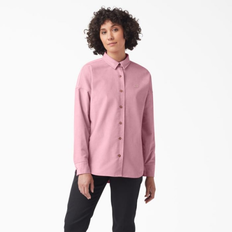 Dickies Halleyville Oversized Corduroy Shirt Foxglove | VSTI5194