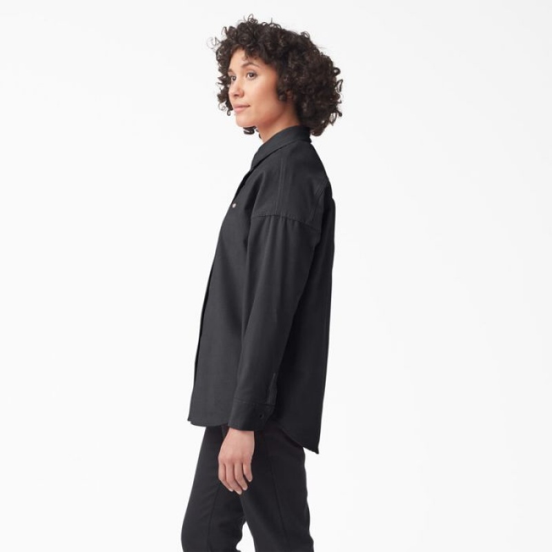 Dickies Halleyville Oversized Corduroy Shirt Negrii | BIBV5144
