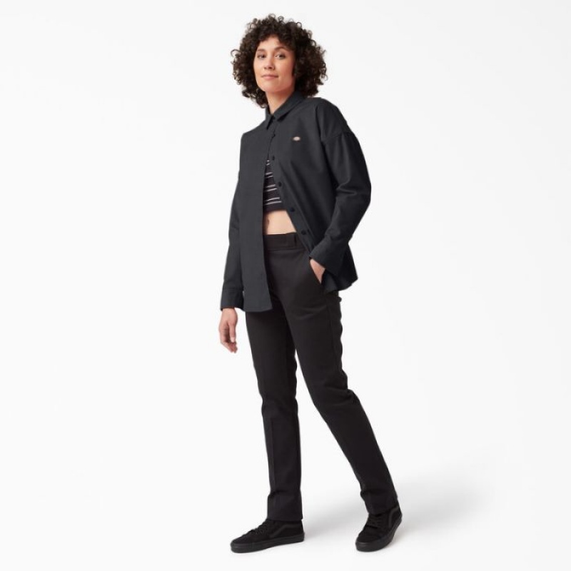 Dickies Halleyville Oversized Corduroy Shirt Negrii | BIBV5144