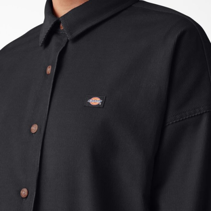 Dickies Halleyville Oversized Corduroy Shirt Negrii | BIBV5144