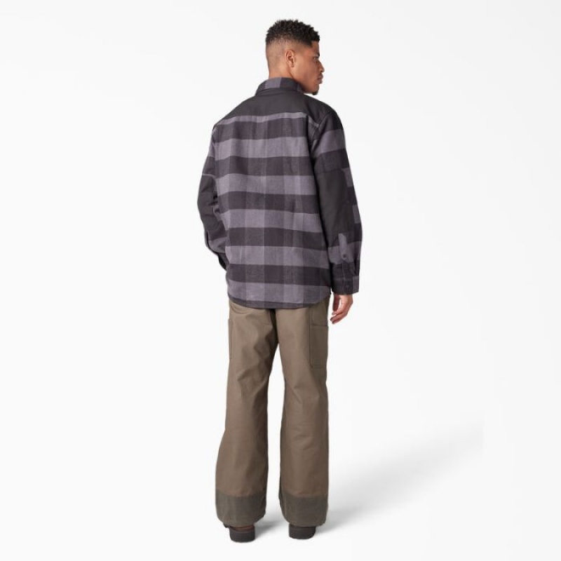 Dickies Heavyweight Brawny Flannel Shirt Gri Negrii | ZGJN7132