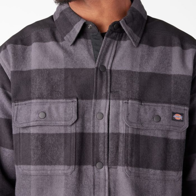 Dickies Heavyweight Brawny Flannel Shirt Gri Negrii | ZGJN7132