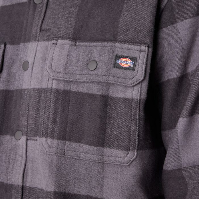 Dickies Heavyweight Brawny Flannel Shirt Gri Negrii | ZGJN7132