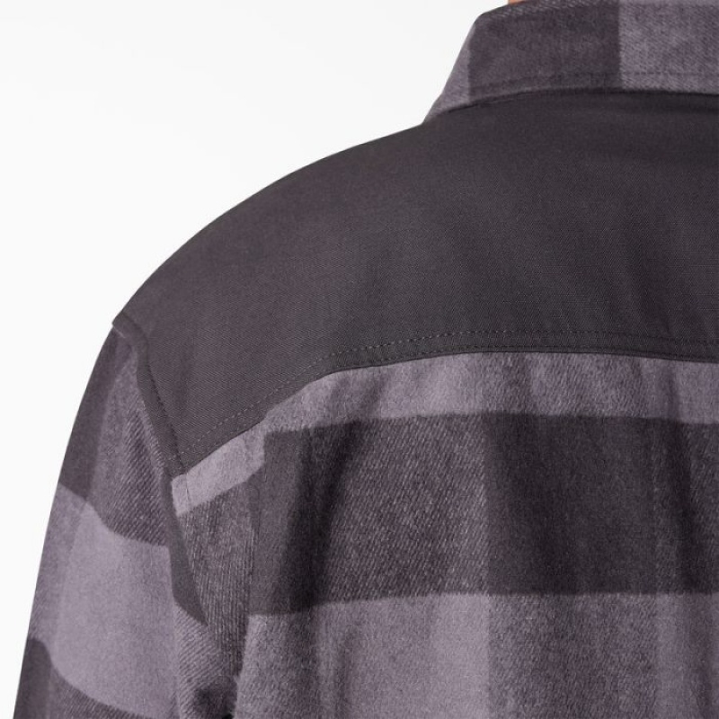 Dickies Heavyweight Brawny Flannel Shirt Gri Negrii | ZGJN7132