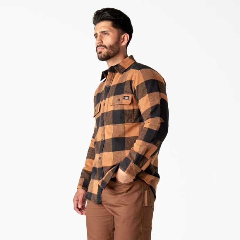 Dickies Heavyweight Brawny Flannel Shirt Maro Negrii | ZVQR0887