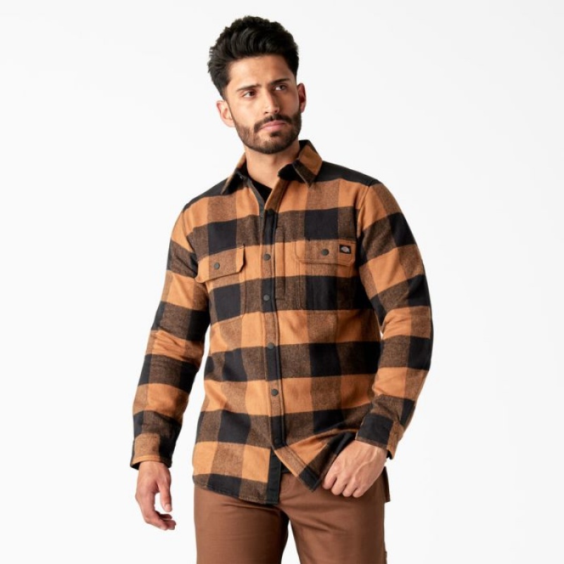 Dickies Heavyweight Brawny Flannel Shirt Maro Negrii | ZVQR0887