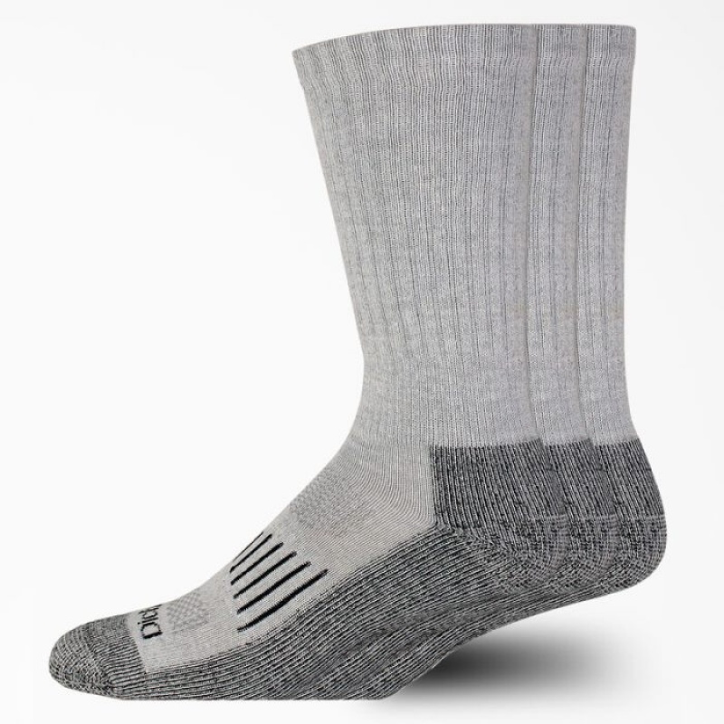 Dickies Heavyweight Crew Socks, Size 6-12, 3-Pack Gri | BPUG1814
