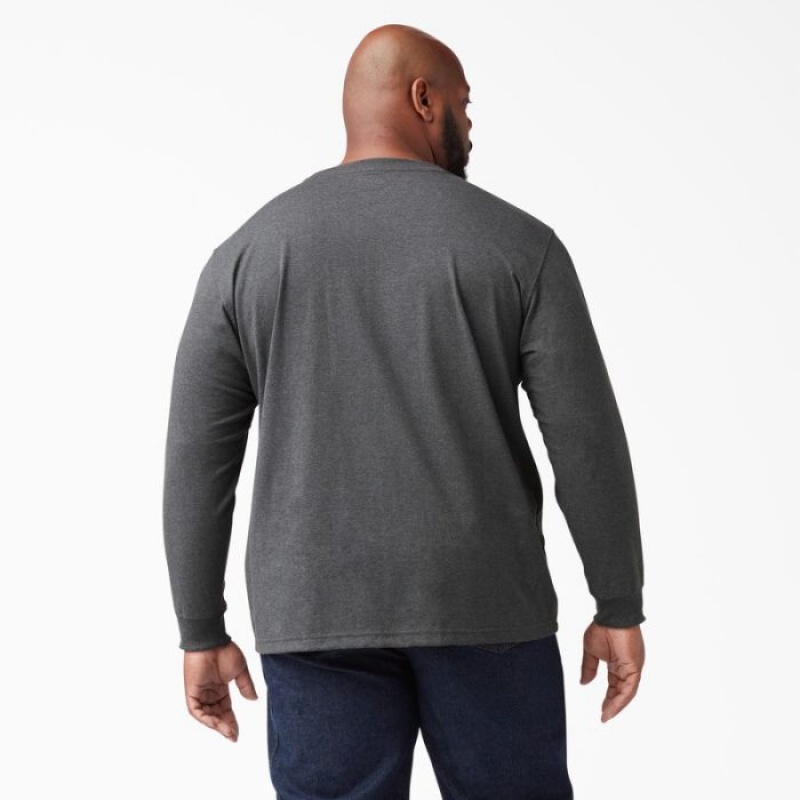 Dickies Heavyweight Heathered Long Sleeve Pocket T-Shirt Gri | GVMU6291