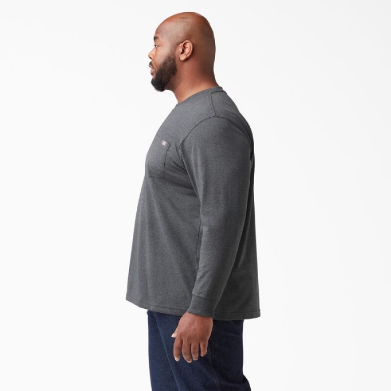 Dickies Heavyweight Heathered Long Sleeve Pocket T-Shirt Gri | GVMU6291