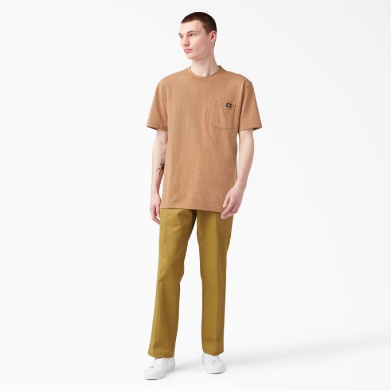 Dickies Heavyweight Heathered Scurte Sleeve Pocket T-Shirt Maro | PMIY2025