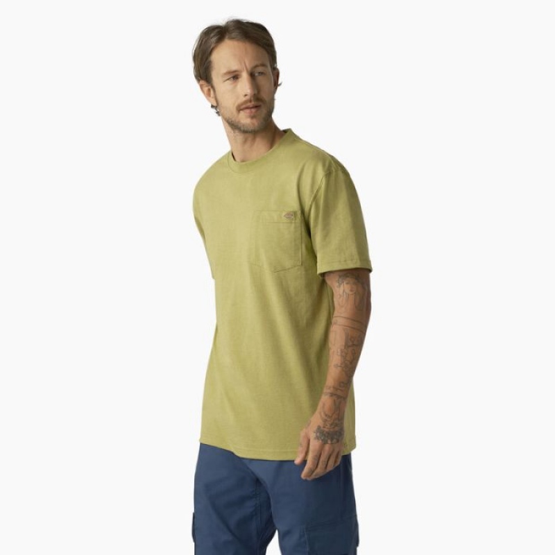 Dickies Heavyweight Heathered Scurte Sleeve Pocket T-Shirt Fern Heather | USFW7666