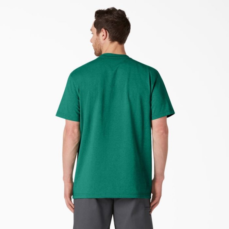 Dickies Heavyweight Heathered Scurte Sleeve Pocket T-Shirt Verzi | VMML9145