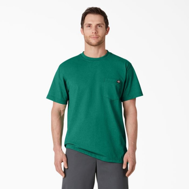 Dickies Heavyweight Heathered Scurte Sleeve Pocket T-Shirt Verzi | VMML9145