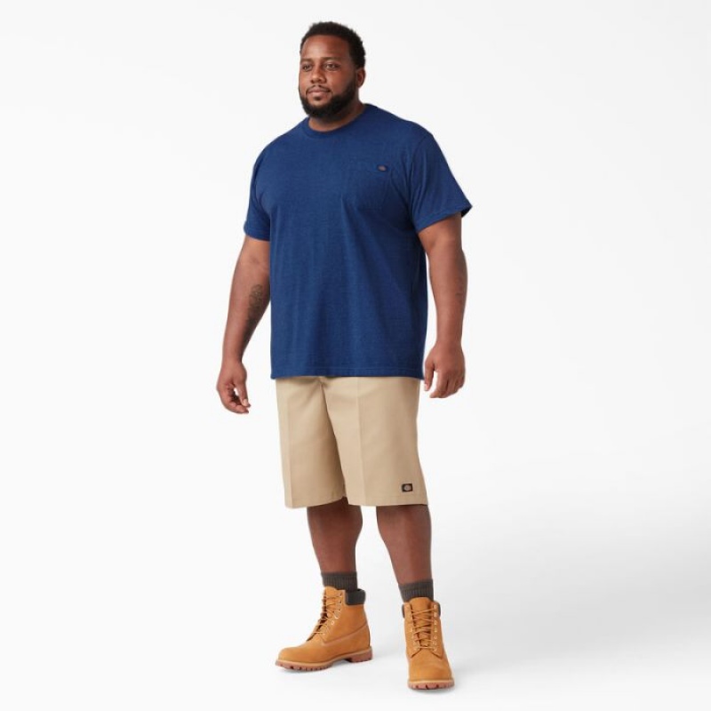 Dickies Heavyweight Heathered Scurte Sleeve Pocket T-Shirt Limoges Single Dye Heather | NVFJ1983