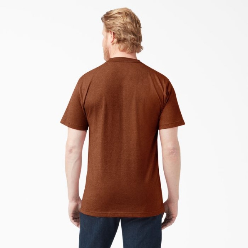 Dickies Heavyweight Heathered Scurte Sleeve Pocket T-Shirt Rosii | QJRO5593