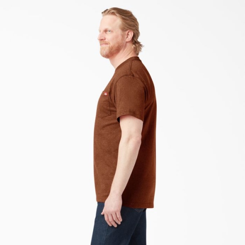 Dickies Heavyweight Heathered Scurte Sleeve Pocket T-Shirt Rosii | QJRO5593