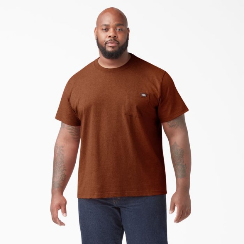 Dickies Heavyweight Heathered Scurte Sleeve Pocket T-Shirt Rosii | QJRO5593