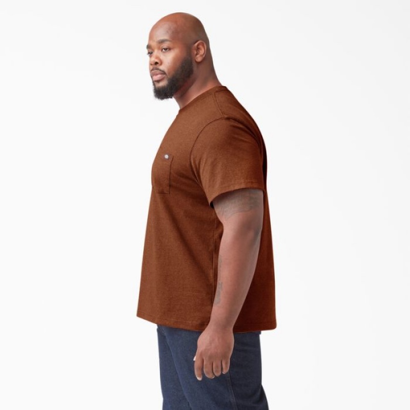 Dickies Heavyweight Heathered Scurte Sleeve Pocket T-Shirt Rosii | QJRO5593