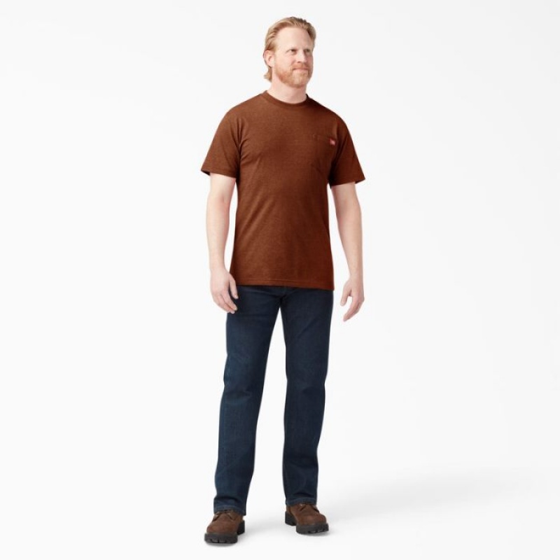 Dickies Heavyweight Heathered Scurte Sleeve Pocket T-Shirt Rosii | QJRO5593