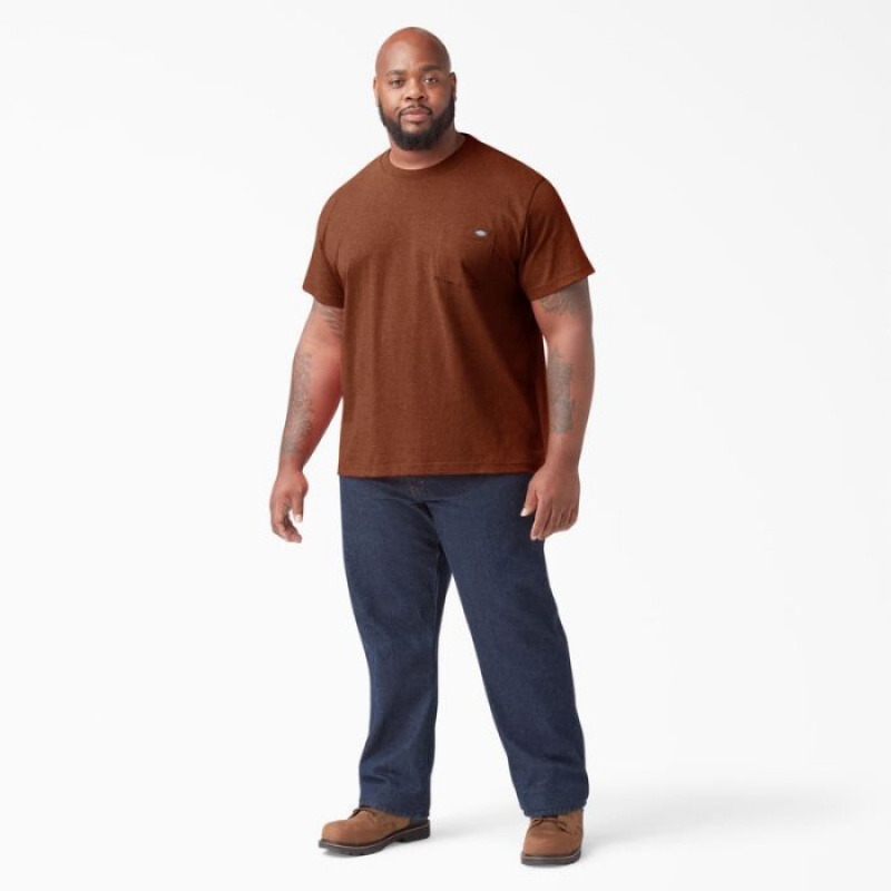 Dickies Heavyweight Heathered Scurte Sleeve Pocket T-Shirt Rosii | QJRO5593