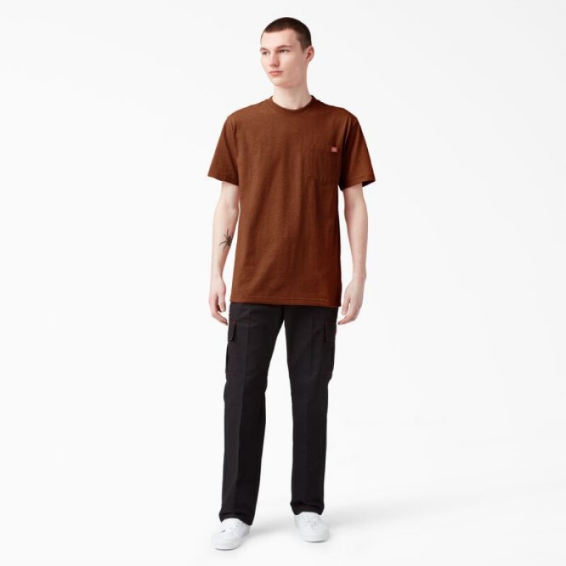 Dickies Heavyweight Heathered Scurte Sleeve Pocket T-Shirt Rosii | QJRO5593