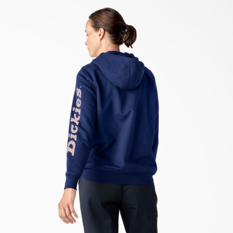 Dickies Heavyweight Logo Sleeve Pullover Albastri | EHVN4525