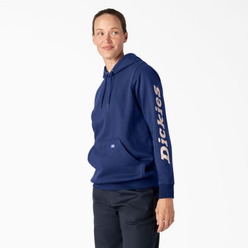 Dickies Heavyweight Logo Sleeve Pullover Albastri | EHVN4525