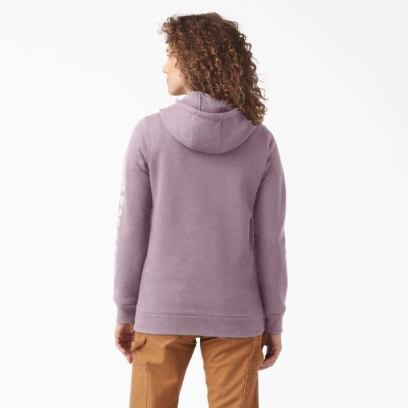 Dickies Heavyweight Logo Sleeve Pullover Violet | ANMR0195