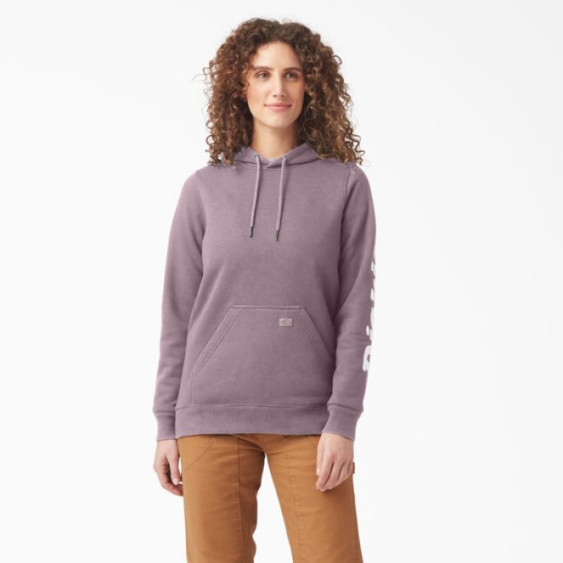 Dickies Heavyweight Logo Sleeve Pullover Violet | ANMR0195