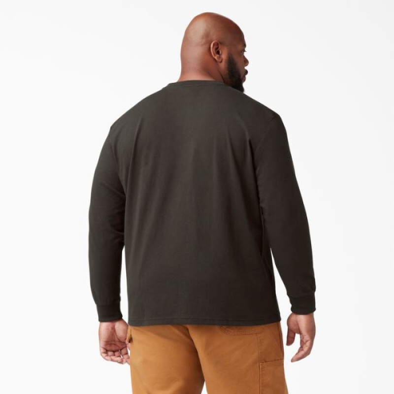 Dickies Heavyweight Long Sleeve Henley T-Shirt Ciocolata Maro | LXTY1128