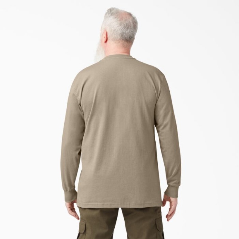 Dickies Heavyweight Long Sleeve Henley T-Shirt Maro | UUVG2598