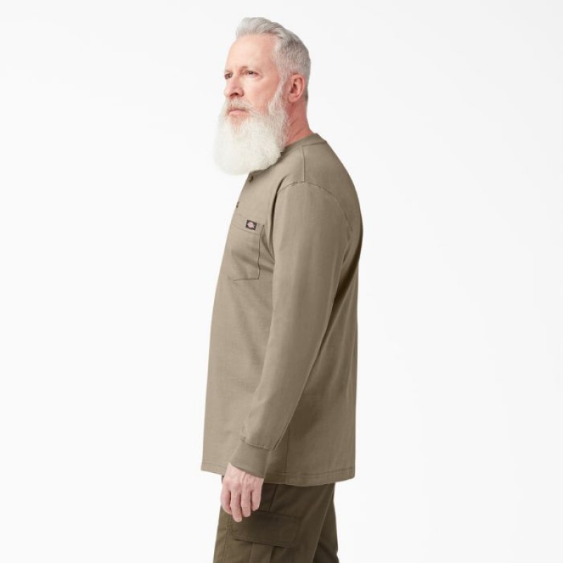 Dickies Heavyweight Long Sleeve Henley T-Shirt Maro | UUVG2598