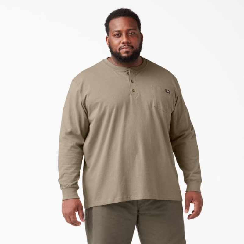 Dickies Heavyweight Long Sleeve Henley T-Shirt Maro | UUVG2598