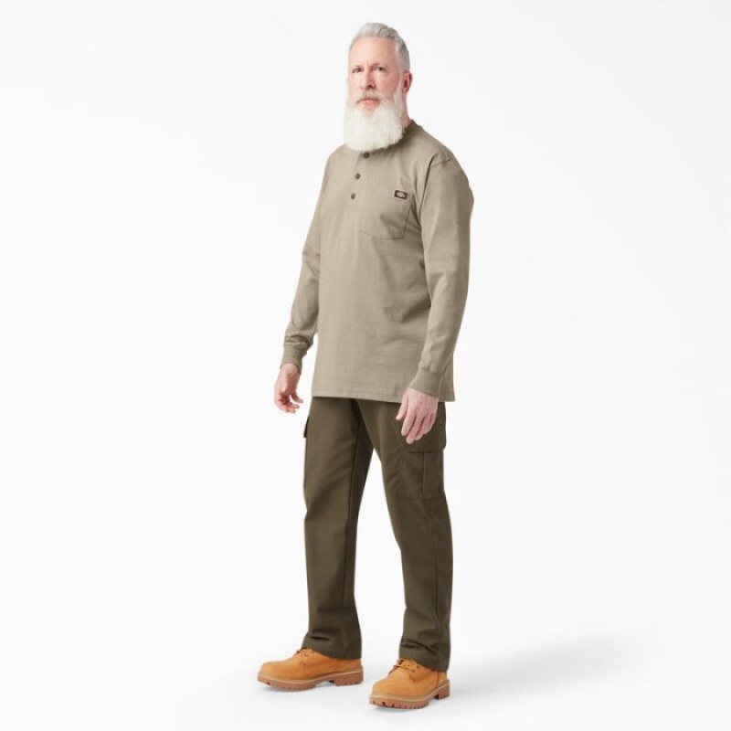 Dickies Heavyweight Long Sleeve Henley T-Shirt Maro | UUVG2598