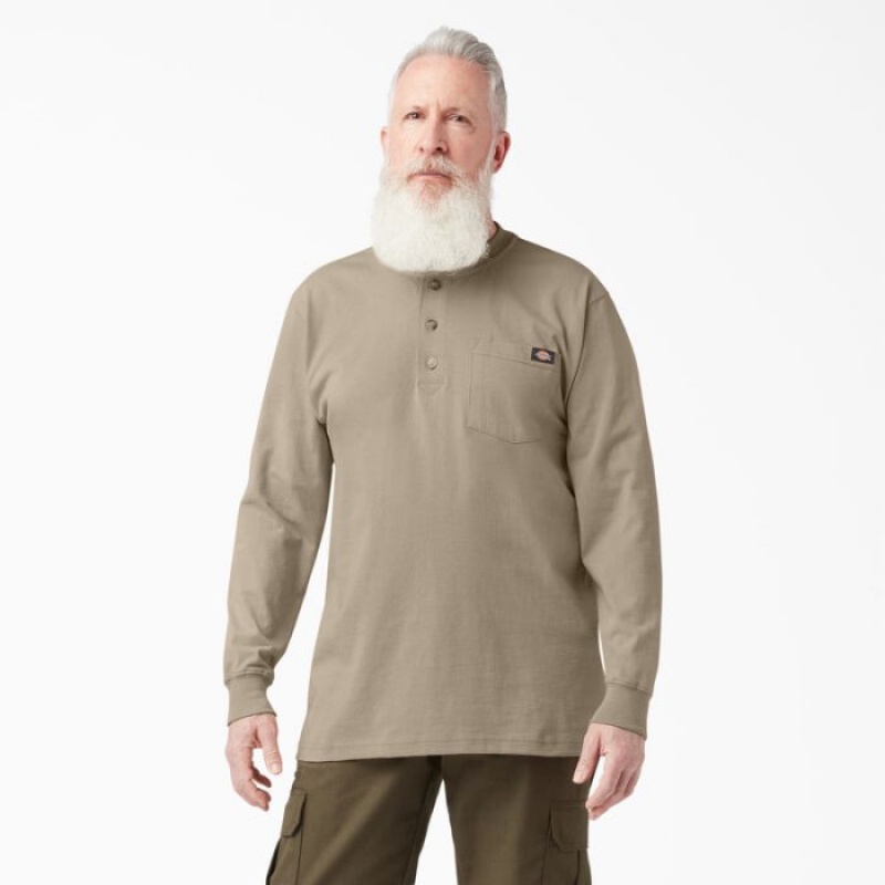 Dickies Heavyweight Long Sleeve Henley T-Shirt Maro | UUVG2598