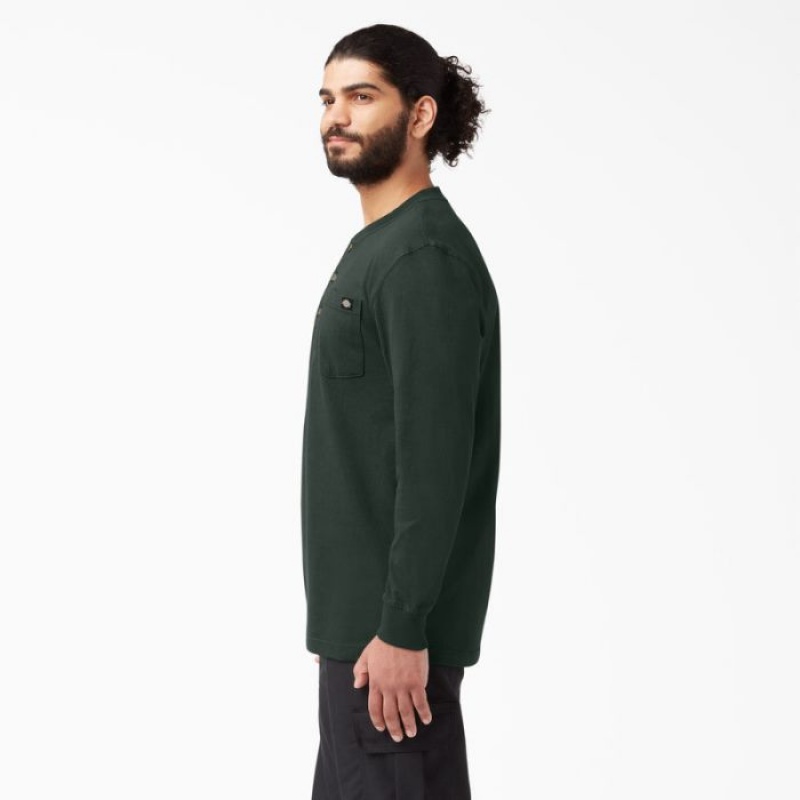 Dickies Heavyweight Long Sleeve Henley T-Shirt Verzi | CBVI8291