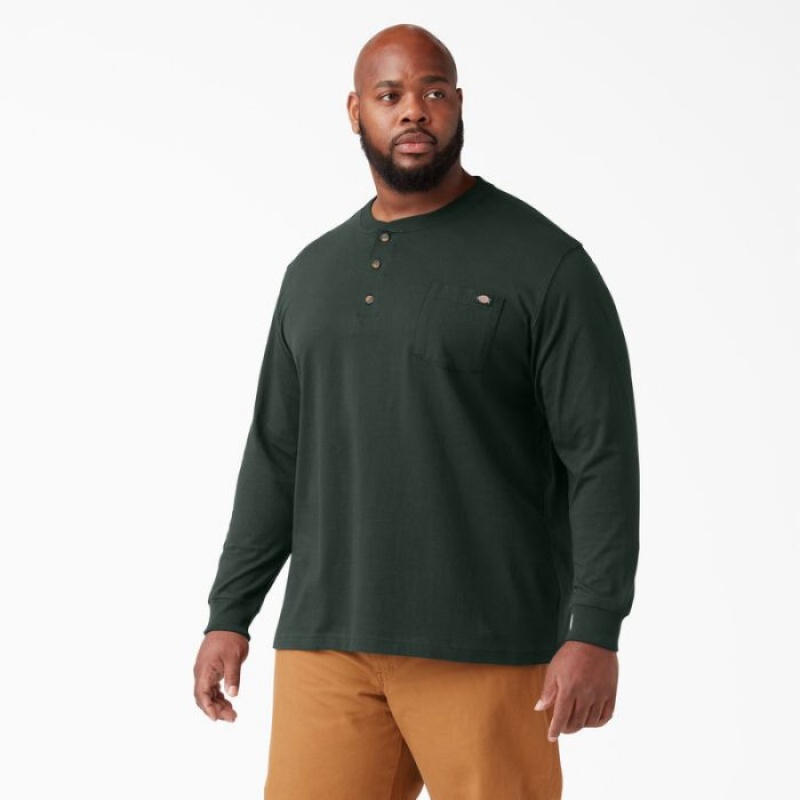 Dickies Heavyweight Long Sleeve Henley T-Shirt Verzi | CBVI8291