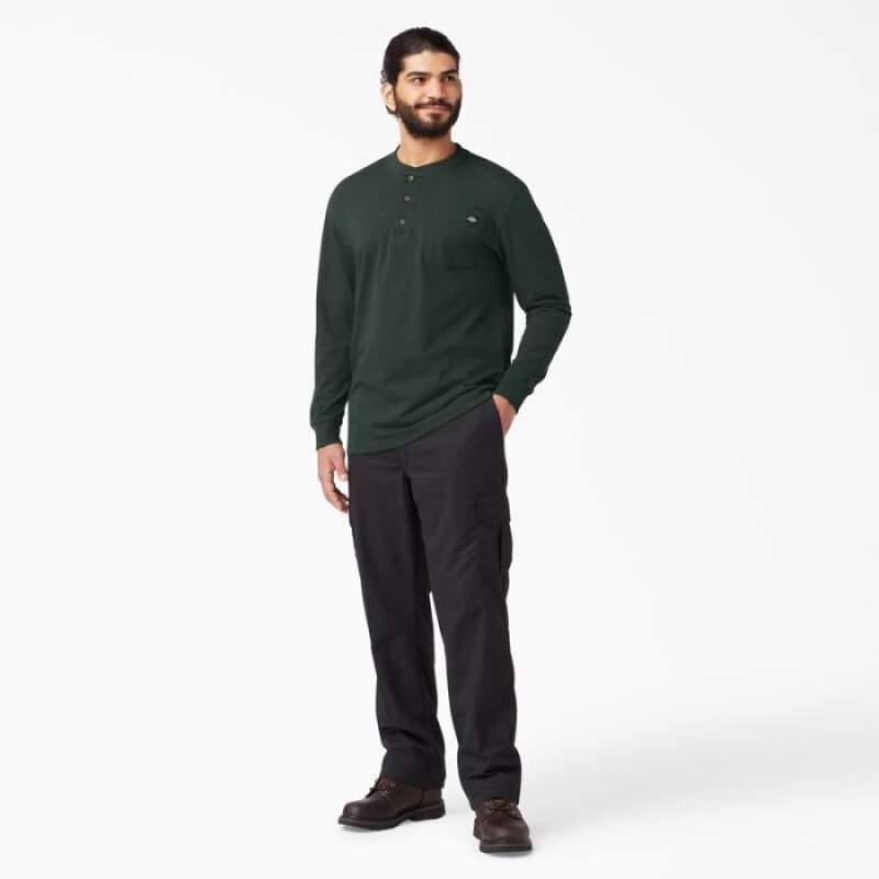 Dickies Heavyweight Long Sleeve Henley T-Shirt Verzi | CBVI8291