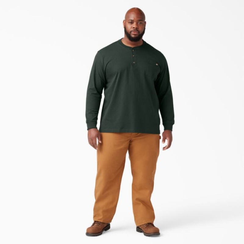 Dickies Heavyweight Long Sleeve Henley T-Shirt Verzi | CBVI8291